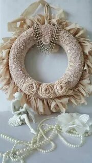 Shabby Chic Rag Wreath Wreath Fabric Wreath Country Chic Ets