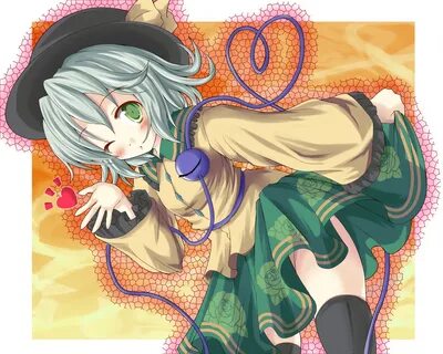 dress green eyes hat hiiragi tomoka komeiji koishi thighhigh