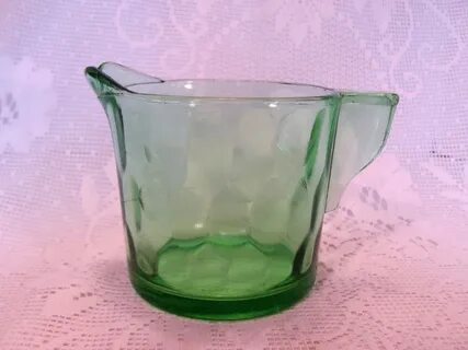 Green Depression Glass Creamer Honeycomb Hex Optic Etsy