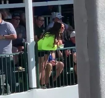 Watch moment golf fan flashes boobs at stars and puts them o
