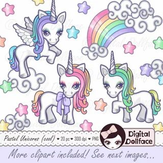 Kawaii / Cute Unicorn Clipart Pastel Rainbow / Unicorn Etsy 