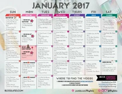Your 1st Workout Calendar of 2017! (Blogilates: Fitness, Foo