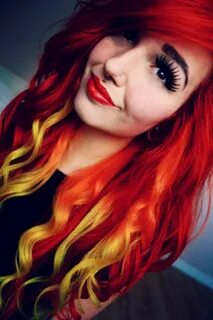 Red and yellow ombre hair