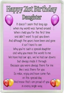 Happy 21st Birthday Daughter Poem Jumbo Fridge Magnet Ideal 