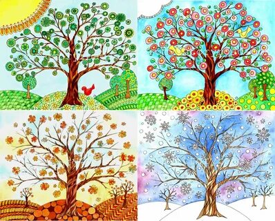 four seasons of tree - Google Search Watercolor trees, Seaso