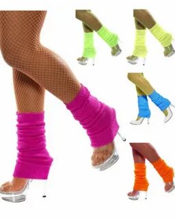 ✔ LEG WARMERS Knitted Womens Costume Neon Fluro Dance Party 
