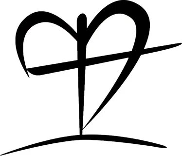 Black And White Clip Art Of Heart With Cross - Heart And Cro