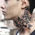 Мужские тату на шее (94 фото): идеи татуировок для мужчин, э