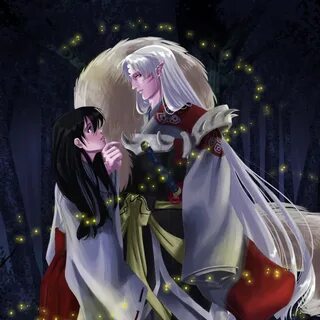 Скачать обои светлячки, Инуяша, Кагоме, InuYasha, Сешоумару,