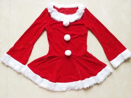 Adult Red Cute Christmas Dress Costumes Miss Santa Claus Cos