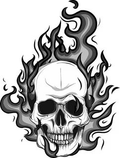 Skull on Fire with Flames Vector Illustration Digital Art by