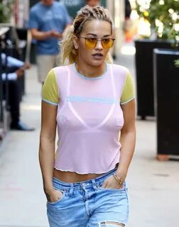 RITA ORA in Ripped Jeans Out in New York 08/03/2016 