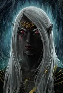 f Drow Elf Cleric portrait The priestess of Lolth by Angever