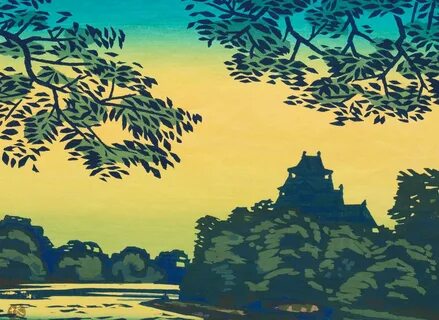 He specialized in prints depicting Japanese castles and gardens, as the 194...