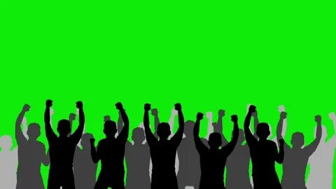 people shout in enjoying green screen video. crowd people sh