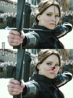 Katniss, this is NOT how you use a bow and it never will. - 