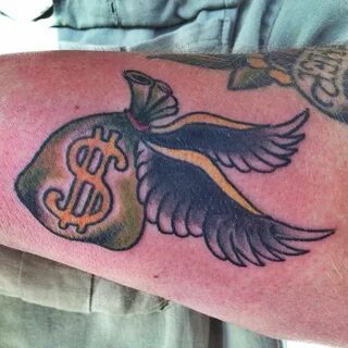 Money bag with wings done by Steven Anderson #920tattoo, #mo