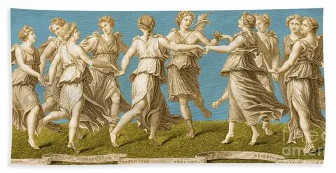 Dance Of Apollo With The Nine Muses Beach Towel for Sale by 