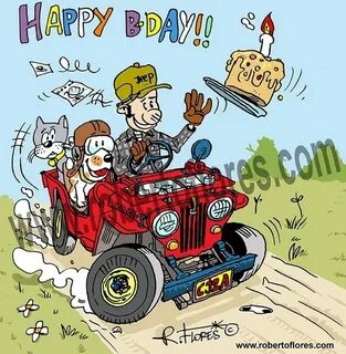 Willys CJ2A jeep birthday card (1) by Roberto Flores ArtWant