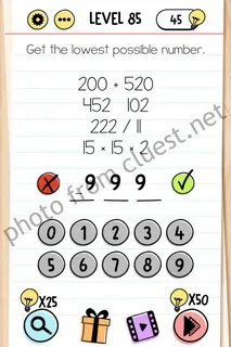 Brain Test Level 85 Get the lowest possible number Answers -