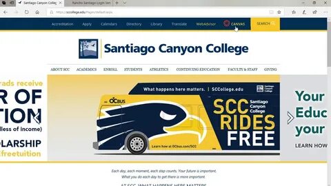 Logging In to Canvas at Santiago Canyon College - YouTube