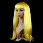 Women's Fashion Yellow Straight Bangs Cosplay Wig Long Strai