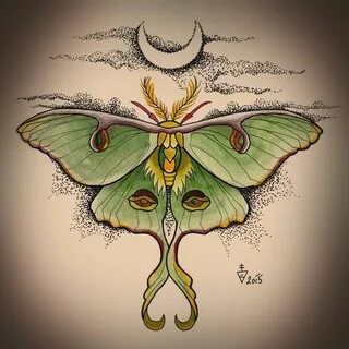 blackmagic Moth tattoo, Luna moth tattoo, Moth art