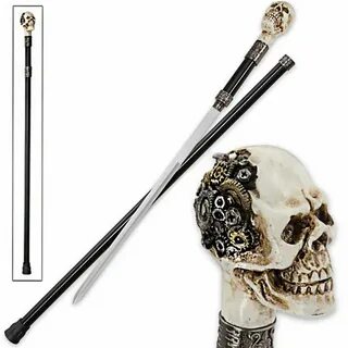 Sprockethead Skull Steampunk Sword Cane Steampunk sword, Can