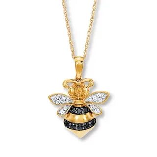 Bee Necklace Citrine/Lab-Created Sapphires 10K Gold Kay Bee 