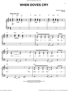 Prince - When Doves Cry sheet music for piano solo (PDF)