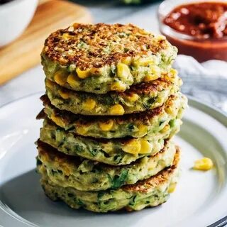 zucchini corn fritters #vegan Vegan dishes, Recipes, Vegan r