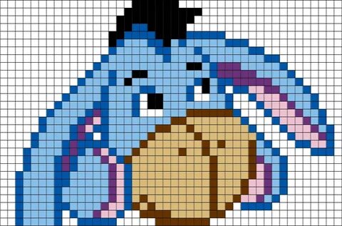 Eeyore Winnie the Pooh Pixel Art Pixel art grid, Pixel art p