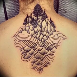 Фото тату море и горы 23.07.2019 № 022 - mountain sea tattoo