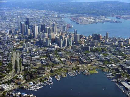 Seattle skyline Aerial view, Seattle, Lake union