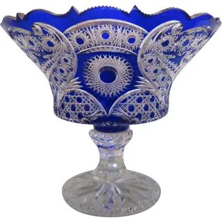 A rare and magnificent Cobalt blue lead crystal glass center