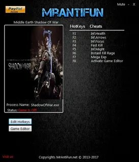 Трейнер +9 для версии 1.02 от MrAntiFun для Middle-earth: Sh