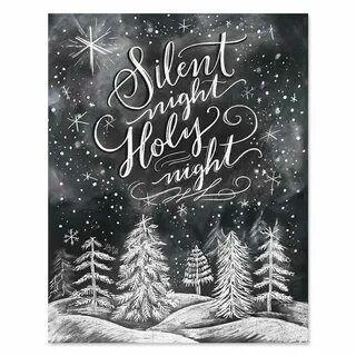 Silent Night, Holy Night - Print in 2022 Christmas chalkboar