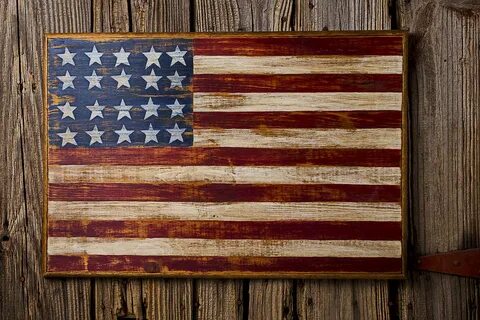 Wooden American flag on wood wall Photograph by Garry Gay
