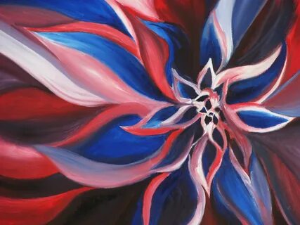 Oil Painting of a Flower. Only used red white and blue paint