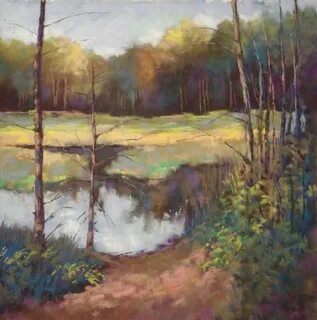 Marsh Reflections, 18x18, Pastelmat Zeichnen, Malen