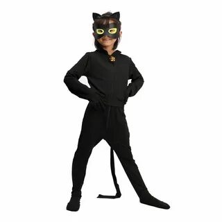 Kids Noir Costume Black Cat Boys Girls Cosplay Jumpsuit Role