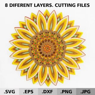 Ukraine Sunflower 3d Mandala SVG files for Cricut. Flower SV