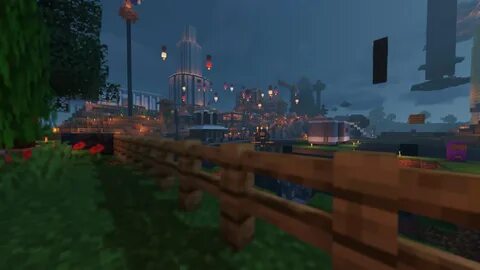 Wallpaper : Minecraft, screen shot, fence, night, shaders 19