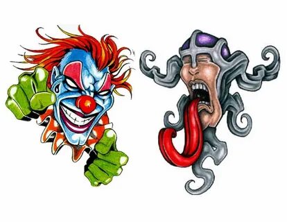 Clown Tattoo Flash Arte colorida, Estampas, Colorida