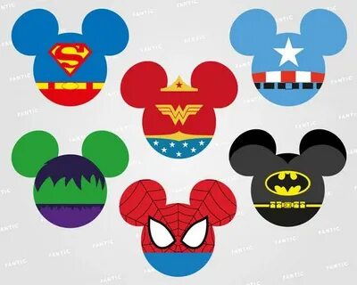 Mickey Superhero, Wonder Woman, Spiderman, Superman, Hulk, C