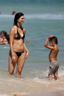 morena baccarin spotted in a bikini while enjoying a beach d