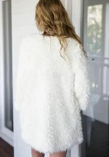 White Fur Comfy Oversize Long Sleeve Casual Coat - L in 2021