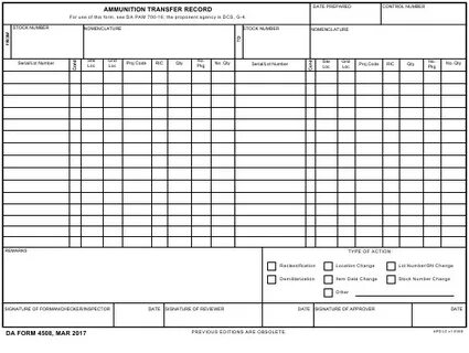 DA Form 4508 Download Printable PDF or Fill Online Ammunitio