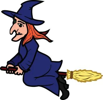 cartoon witch on a broomstick - Clip Art Library
