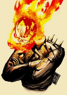 Johnny Blaze Smiling Coloured by DarroldHansen on deviantART